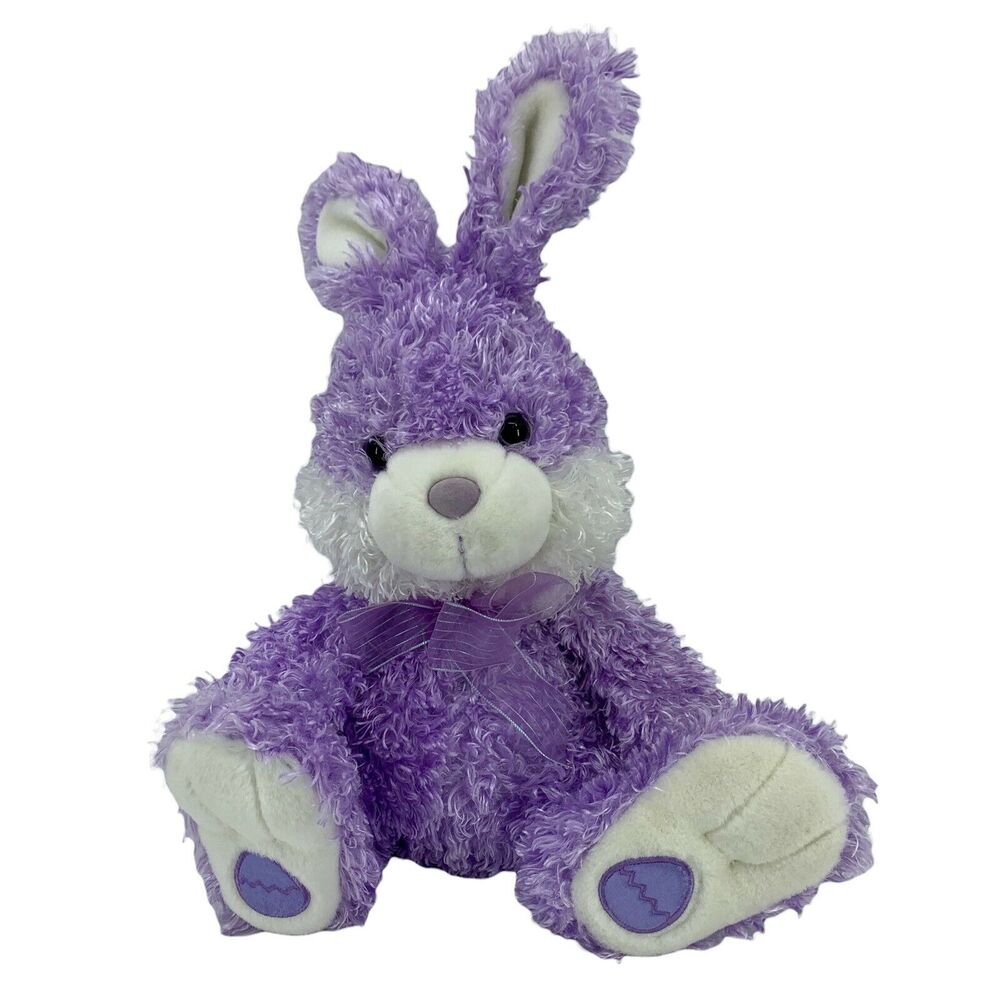 Dan Dee Easter Bunny Rabbit Soft Purple Satin Egg Big Feet Ears Bow Plush 20"